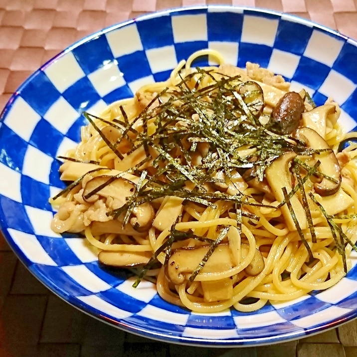 きのこと豚肉の和風パスタ